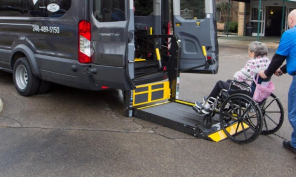 wheelchair going inside the vagon