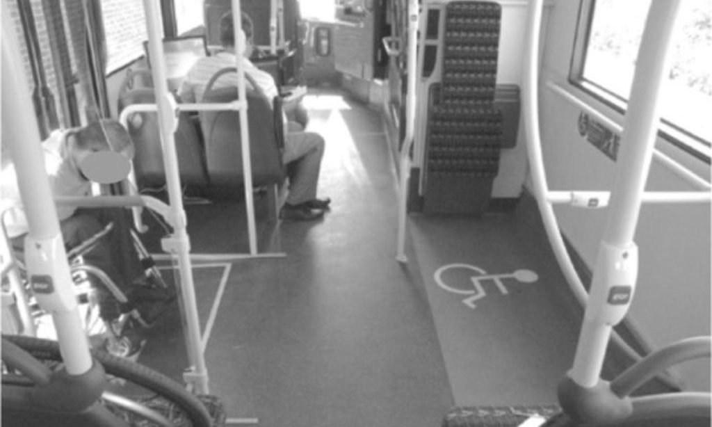 wheelchair space in a bus