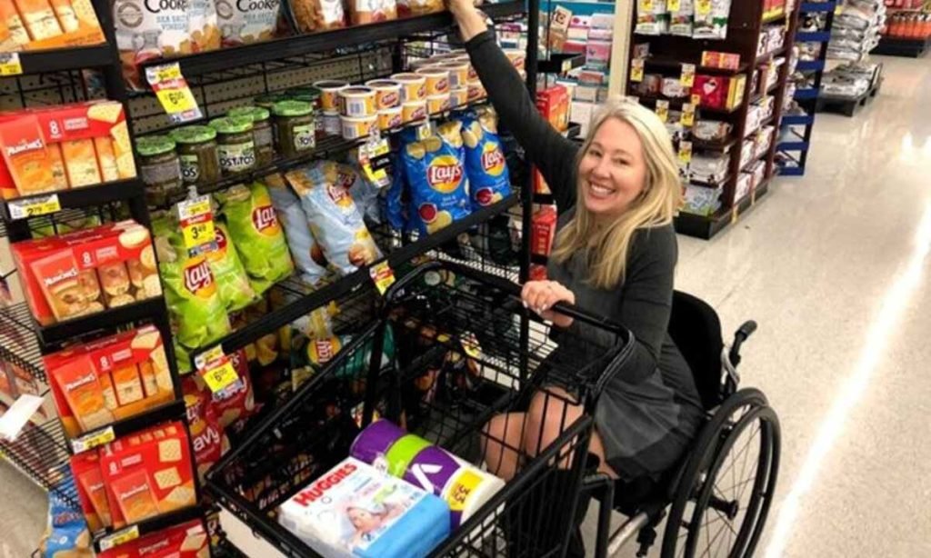 lady doing grocery on a wheelchair